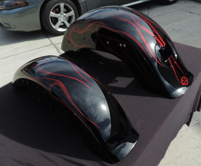Online Motorcycle Paint Shop: Brandywine candy with black striped flames