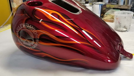 Online Motorcycle Paint Shop: Brandywine candy with black striped flames